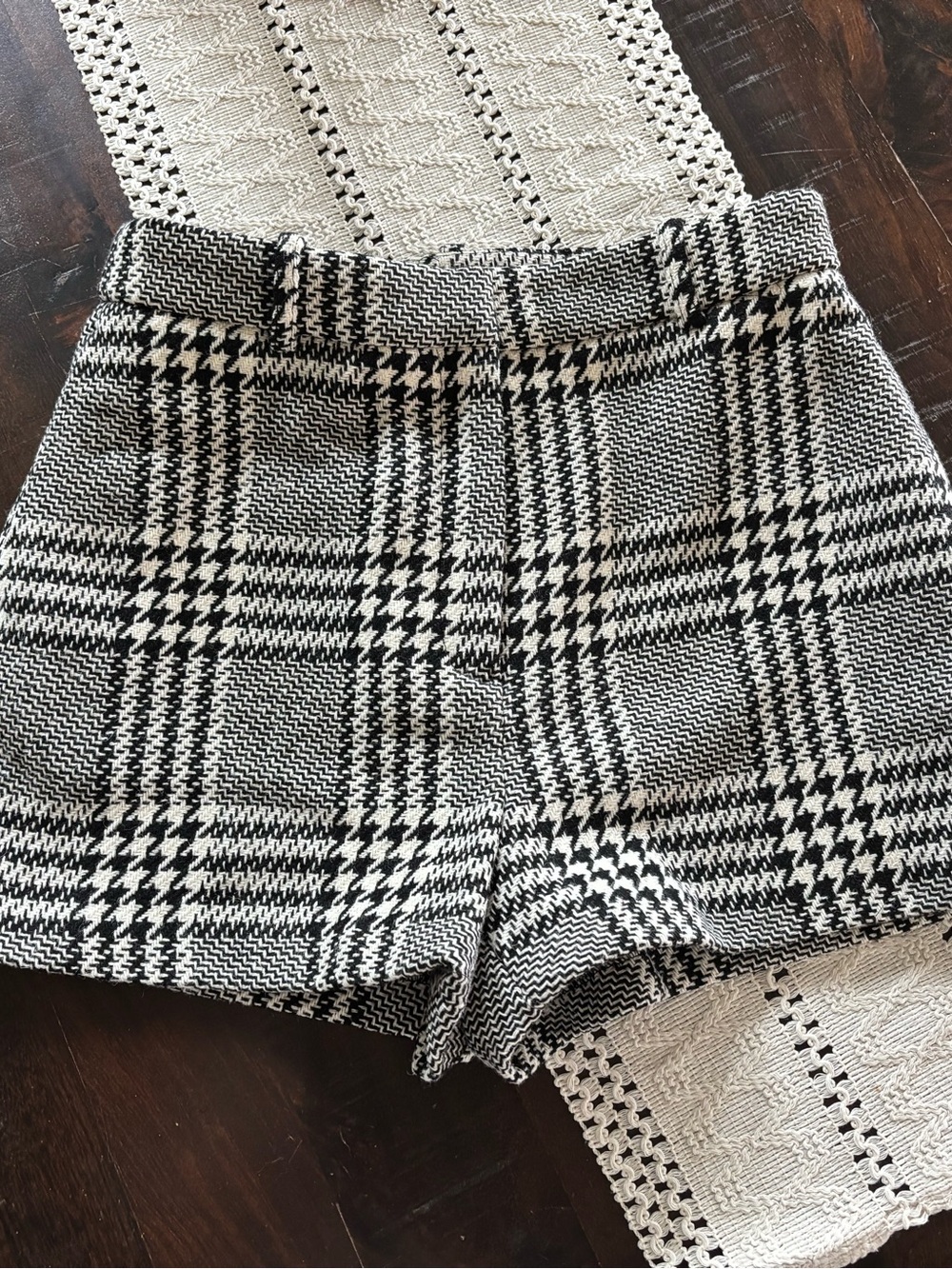 H&M Black and White Plaid High-Waist Shorts